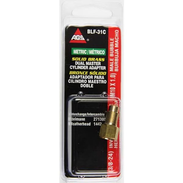 Brass Adapter, Female(3/8-24 Inverted), Male(M10x1.0 Bubble), 1/card, Ags, Mfr#: BLF-31C